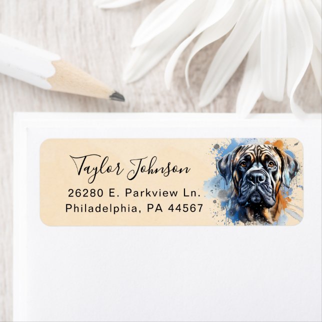 English Mastiff Dog Return Address (Insitu)