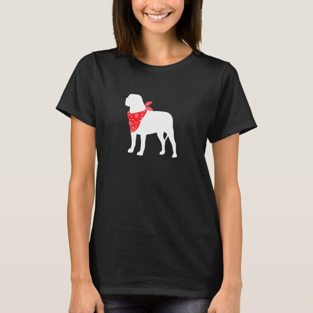 English Mastiff Dog Wearing Red Bandanna T-Shirt (Front)