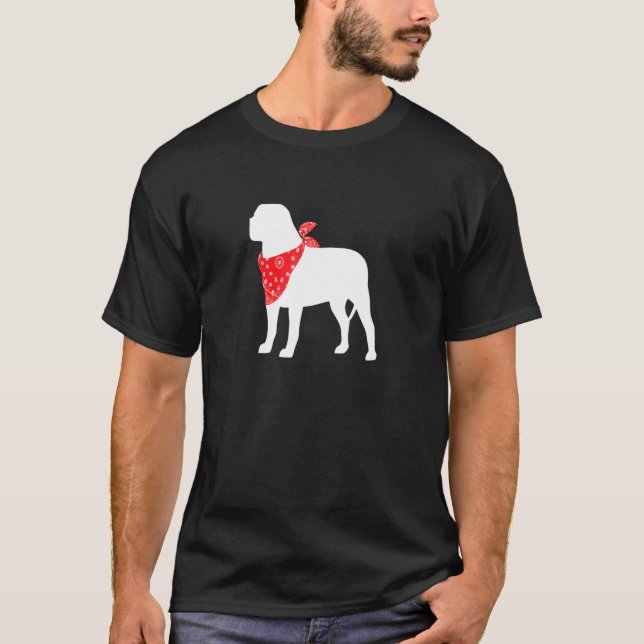 English Mastiff Dog Wearing Red Bandanna T-Shirt (Front)