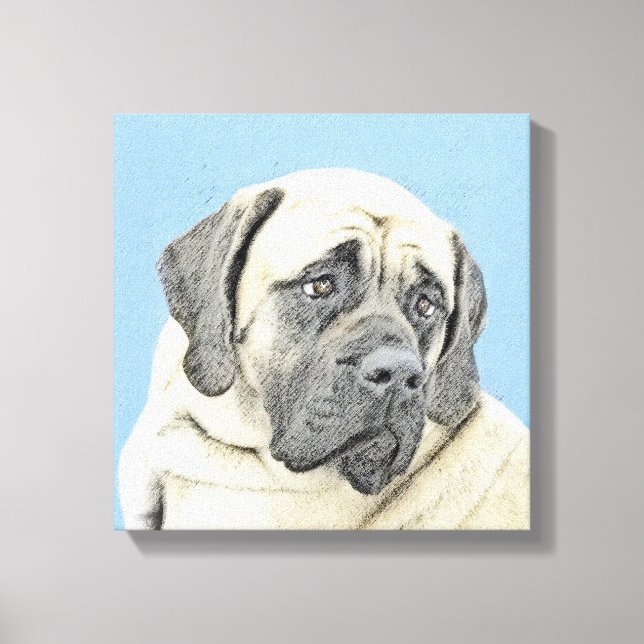 English Mastiff (Fawn) Painting - Original Dog Art Canvas Print (Front)