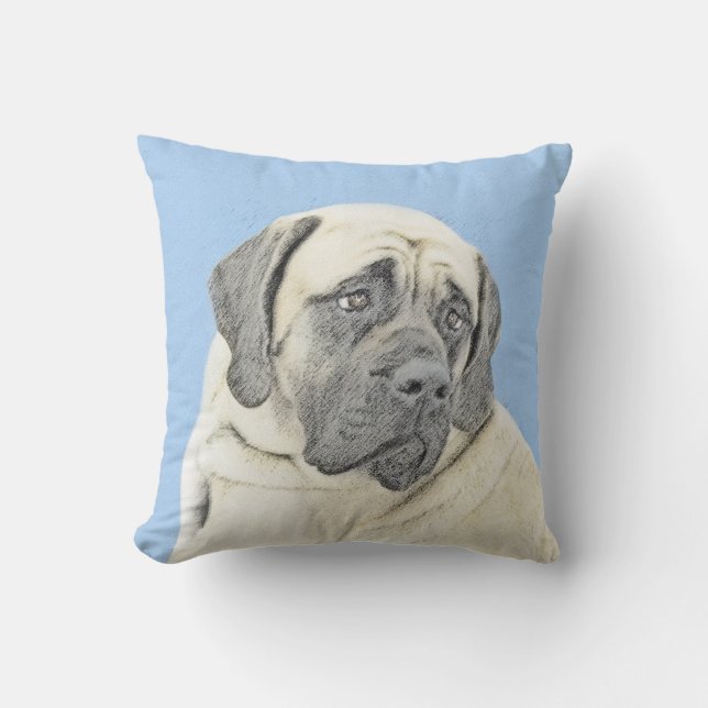 English Mastiff (Fawn) Painting - Original Dog Art Cushion (Front)
