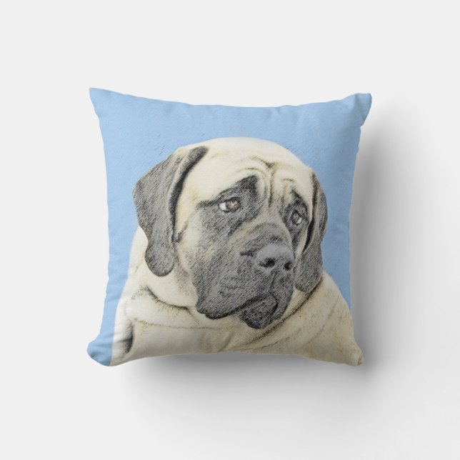 English Mastiff (Fawn) Painting - Original Dog Art Cushion (Front)