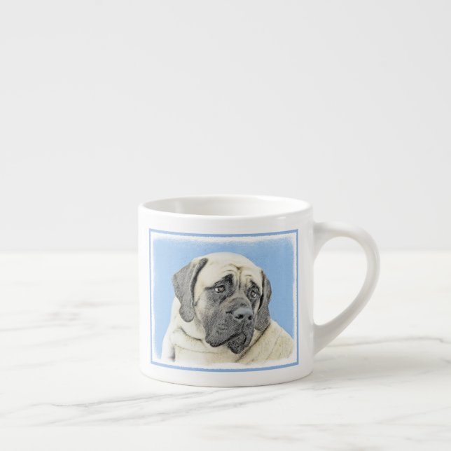 English Mastiff (Fawn) Painting - Original Dog Art Espresso Cup (Right)