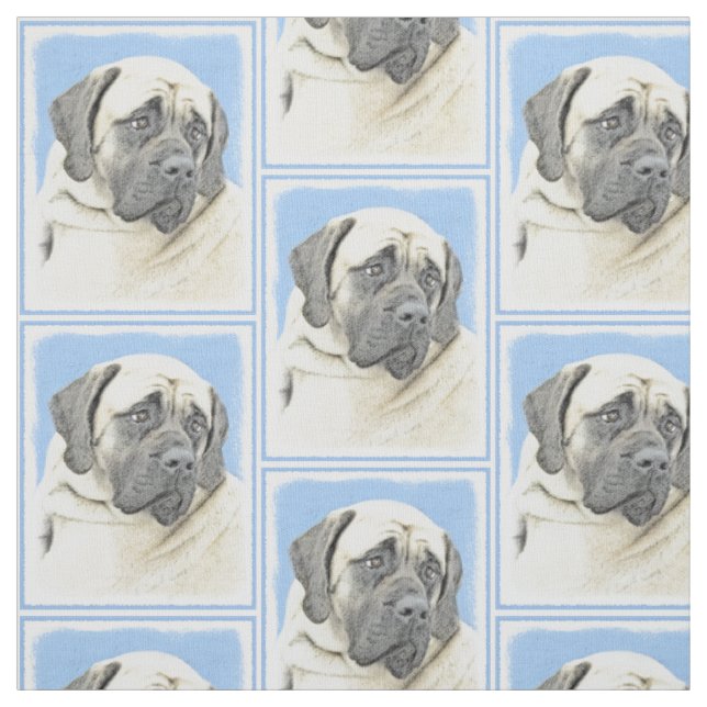 English Mastiff (Fawn) Painting - Original Dog Art Fabric (Swatch)