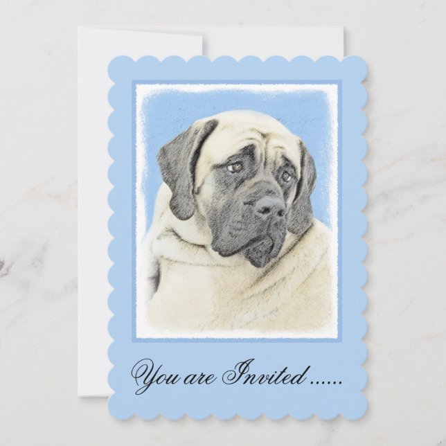 English Mastiff (Fawn) Painting - Original Dog Art Invitation (Front)