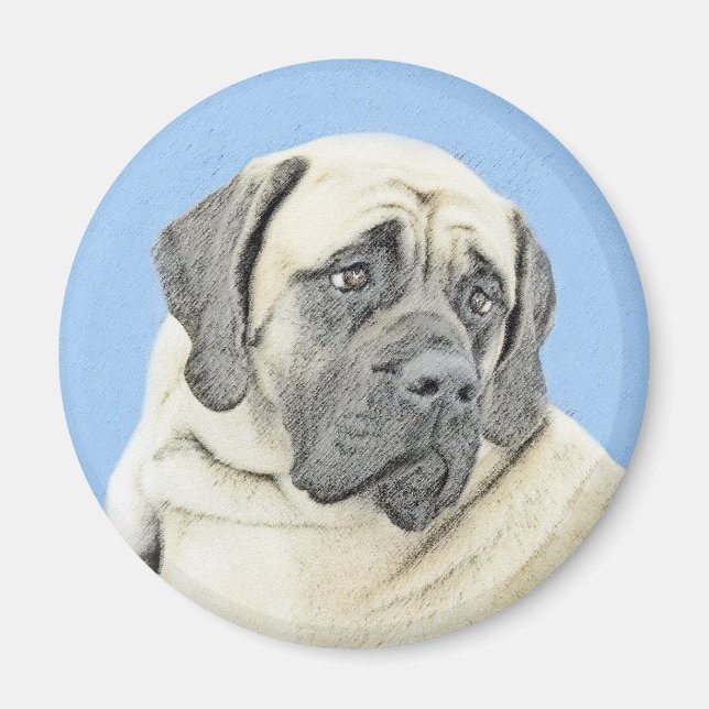 English Mastiff (Fawn) Painting - Original Dog Art Magnet (Front)