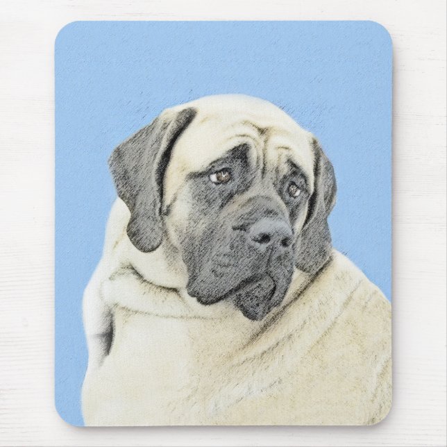 English Mastiff (Fawn) Painting - Original Dog Art Mouse Mat (Front)