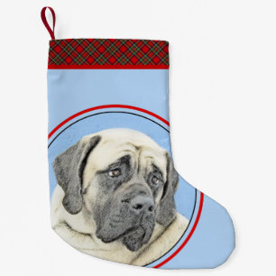English Mastiff (Fawn) Painting - Original Dog Art Small Christmas Stocking