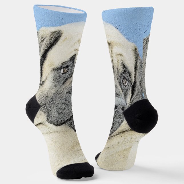 English Mastiff (Fawn) Painting - Original Dog Art Socks (Angled)