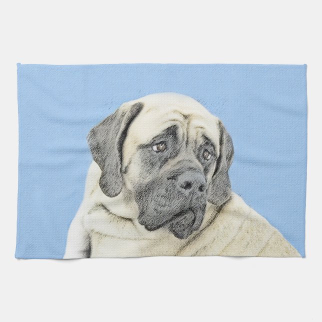 English Mastiff (Fawn) Painting - Original Dog Art Tea Towel (Horizontal)