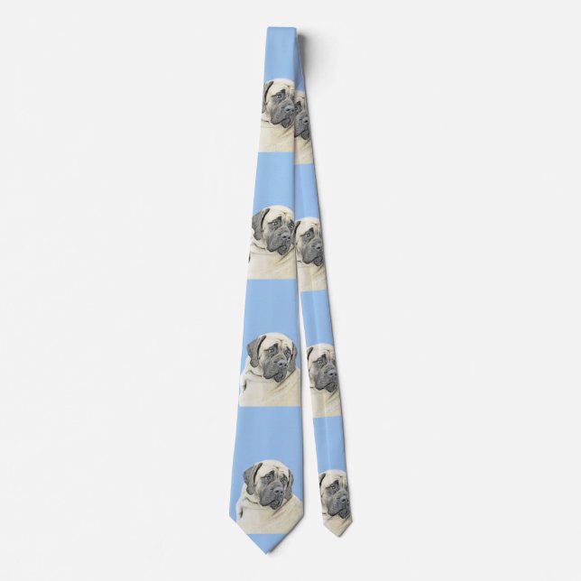 English Mastiff (Fawn) Painting - Original Dog Art Tie (Front)