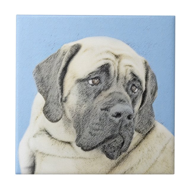 English Mastiff (Fawn) Painting - Original Dog Art Tile (Front)
