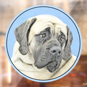 English Mastiff (Fawn) Painting - Original Dog Art Window Cling