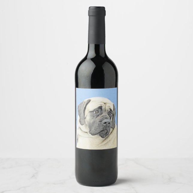 English Mastiff (Fawn) Painting - Original Dog Art Wine Label (Front)