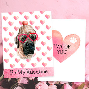 English Mastiff I Woof You Dog Valentine's Day Holiday Card