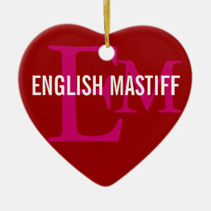 English Mastiff Monogram Design Ceramic Tree Decoration