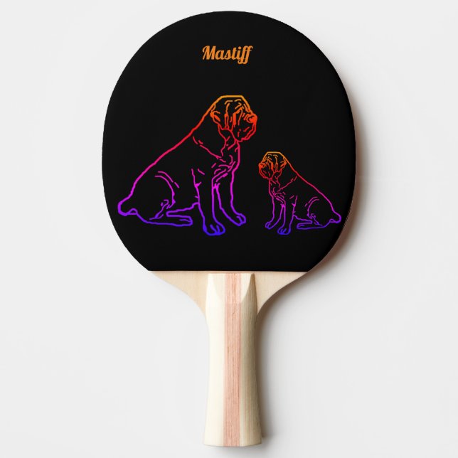 English Mastiff Neon English Mastiff Ping Pong Paddle (Front)