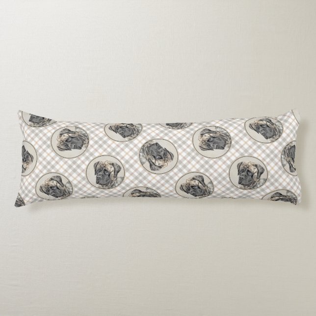 English Mastiff Painting Brindle Original Dog Art Body Cushion (Front)