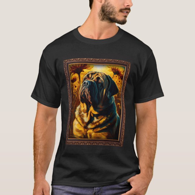 English Mastiff Painting Sunflower Flower Mom Wome T-Shirt (Front)