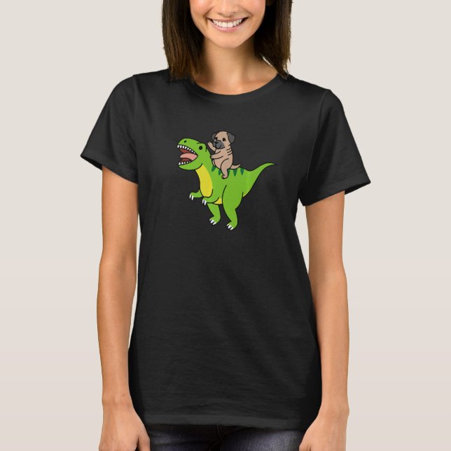 English Mastiff Riding Rex Dinosaur Dog   T-Shirt (Front)