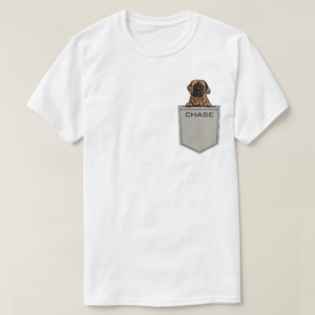English Mastiff Upload Your Pet Name Custom Pocket T-Shirt (Design Front)
