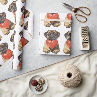 English Mastiff Valentine Wrapping Paper