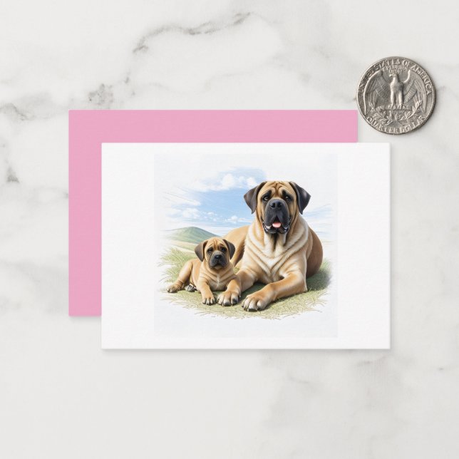English Mastiff with child on vacation Card (Front/Back In Situ)