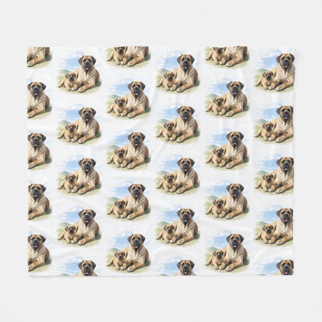 English Mastiff with child on vacation Fleece Blanket (Front (Horizontal))