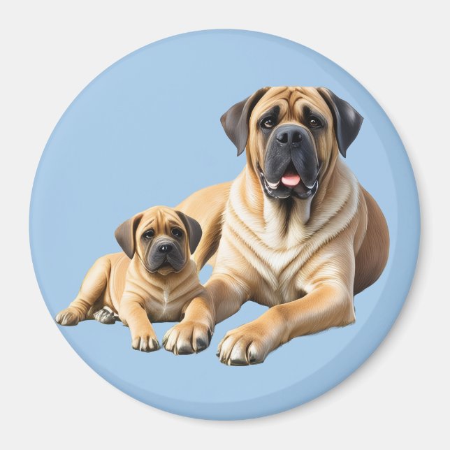 English Mastiff with child on vacation Magnet (Front)