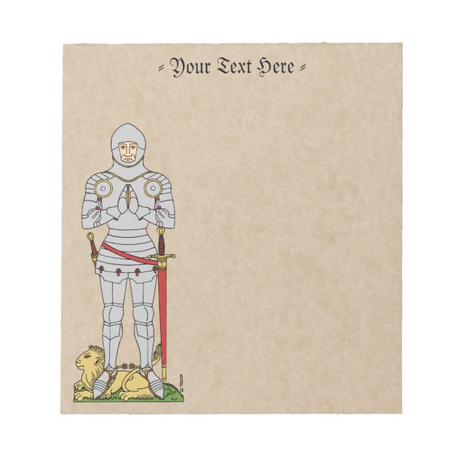 English Mediaeval Knight Circa 1430 Notepad (Front)