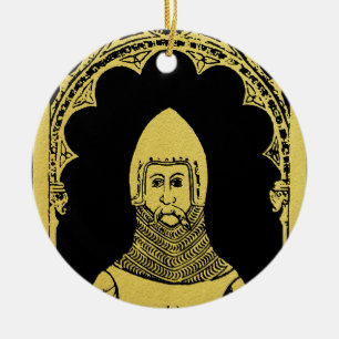 English Mediaeval Portrait 1355 John, Lord Cobham Ceramic Tree Decoration