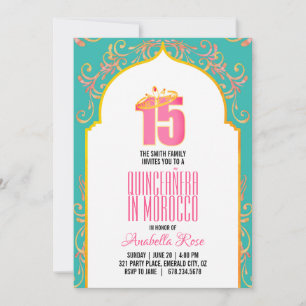 ENGLISH morocco QUINCEAÑERA arabian nights PINK AQ Invitation