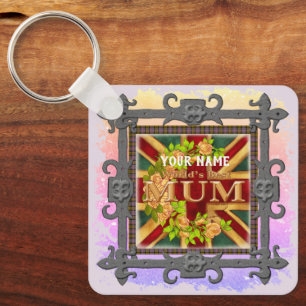 English Mum custom name Key Ring