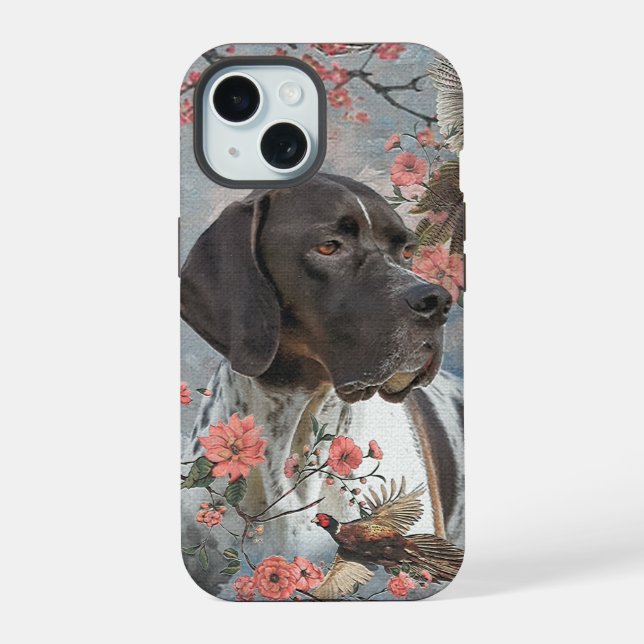 English pointer, bird hunting  iPhone 15 case (Back)