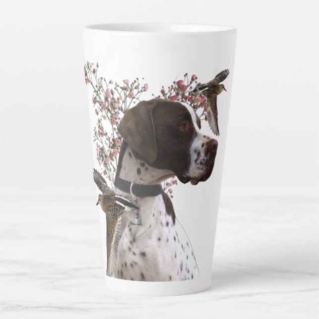 English pointer, bird hunting  latte mug (Front)