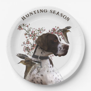 English pointer, bird hunting  paper plate