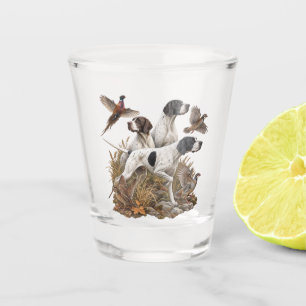 English pointer, bird hunting shot glass