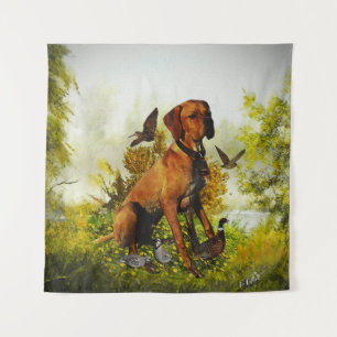 English pointer, bird hunting tapestry