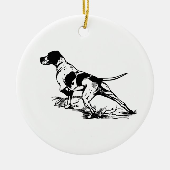 English Pointer Ceramic Tree Decoration (Front)