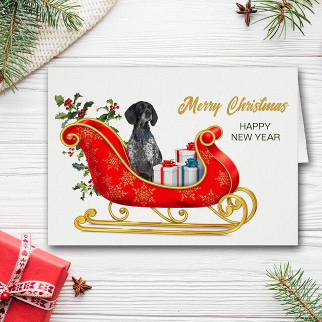 English Pointer Dog Christmas Sleigh Card (Creator Uploaded)