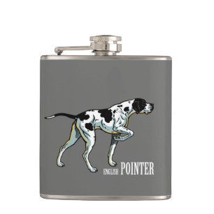 English pointer dog hip flask