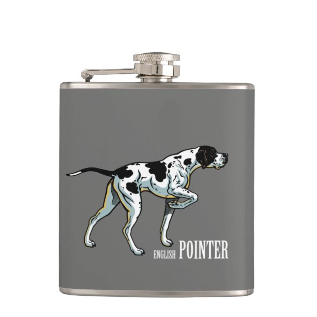 English pointer dog hip flask (Front)