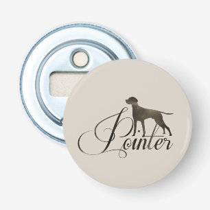 English Pointer Frosted Glass Coffee Mug Flask T-S Bottle Opener