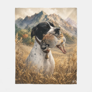 English Pointer Hunting ,Chukar partridge Fleece Blanket
