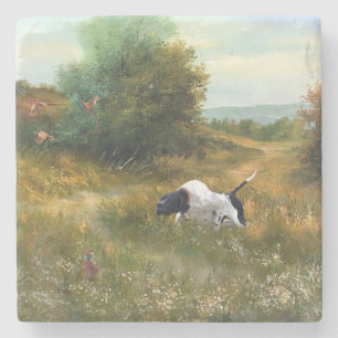 English Pointer On Point Stone Coaster