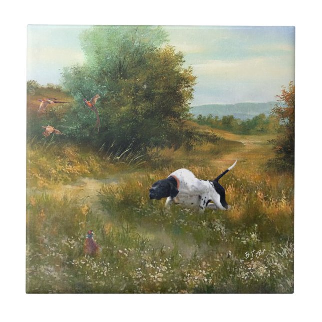 English Pointer On Point  Tile (Front)