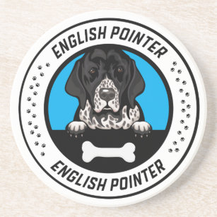 English Pointer Peeking Illustration Badge Coaster