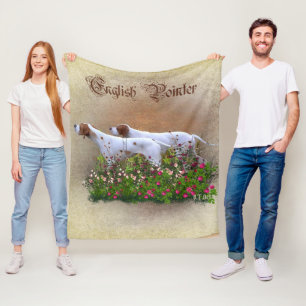English Pointer Tapestry Poster Triptych Acrylic P Fleece Blanket