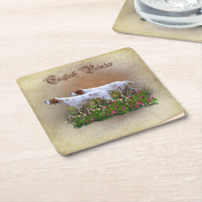 English Pointer Tapestry Poster Triptych Acrylic P Square Paper Coaster (Angled)
