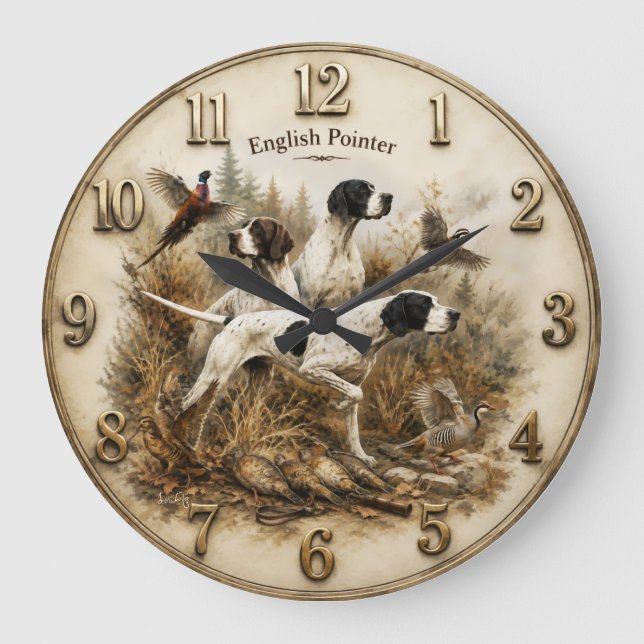English Pointer – The Ultimate Bird Hunting Dog Large Clock (Front)